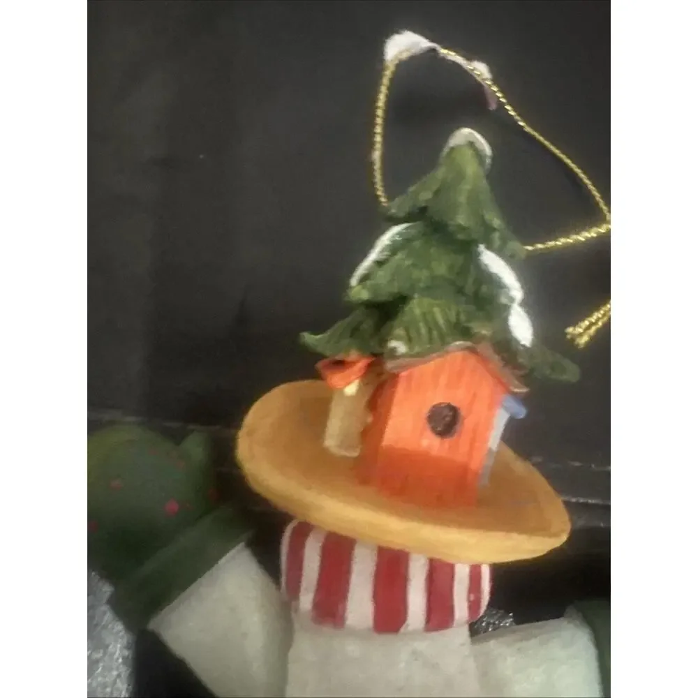Lot of 3 Christmas Snowman Santa Resin Hanging Ornaments Holiday Tree Decor Gift